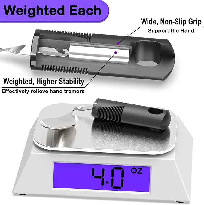 Adaptive Utensils for Parkinsons Patients Elderly, Weighted Utensils for Hand - Image 3
