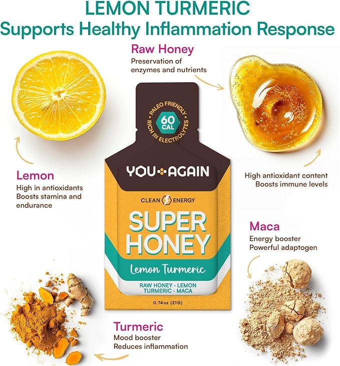 You Again Super Honey Lemon Turmeric | Workout Clean Energy Gel Packs | Cycling - Image 5