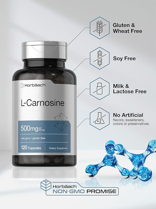 Horbäach L-Carnosine 500mg | 120 Capsule Supplement | Non-GMO & Gluten Free - Image 5