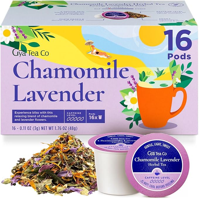 Gya Tea Co Chamomile Lavender Herbal Tea Pod- Decaf Wellness Tea by GyaTeaCo