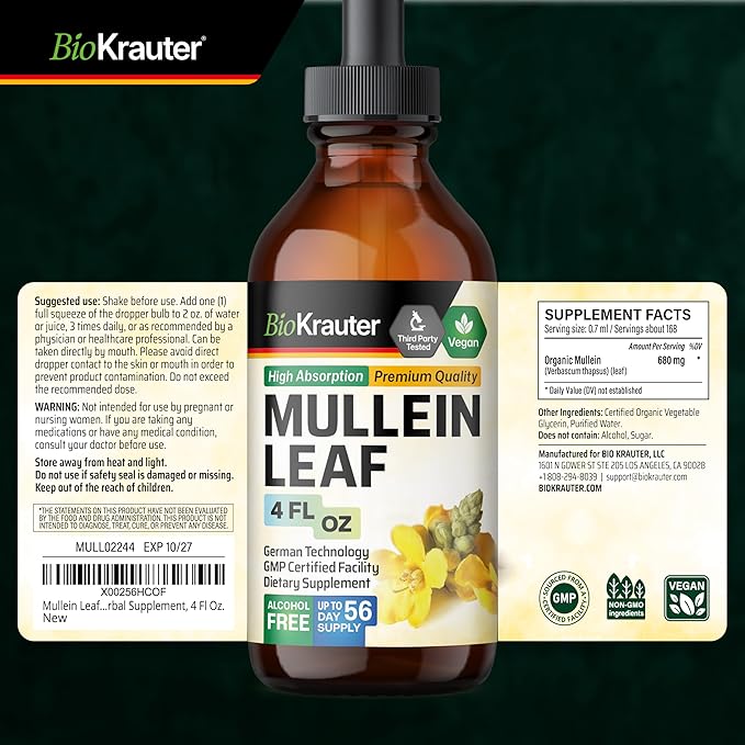 BIO KRAUTER Mullein Drops for Lungs 4 Fl. Oz - Image 9