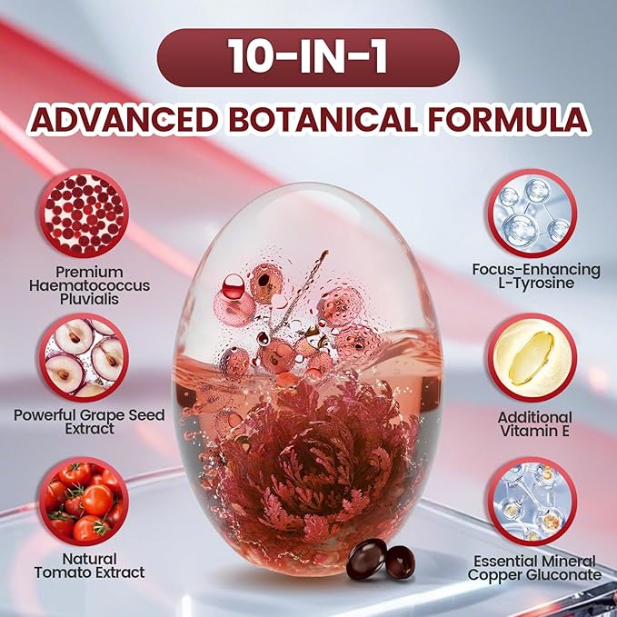 10 in 1 Astaxanthin Supplements 12mg, 12 Month Supply, Astaxantina Antioxidant - Image 4