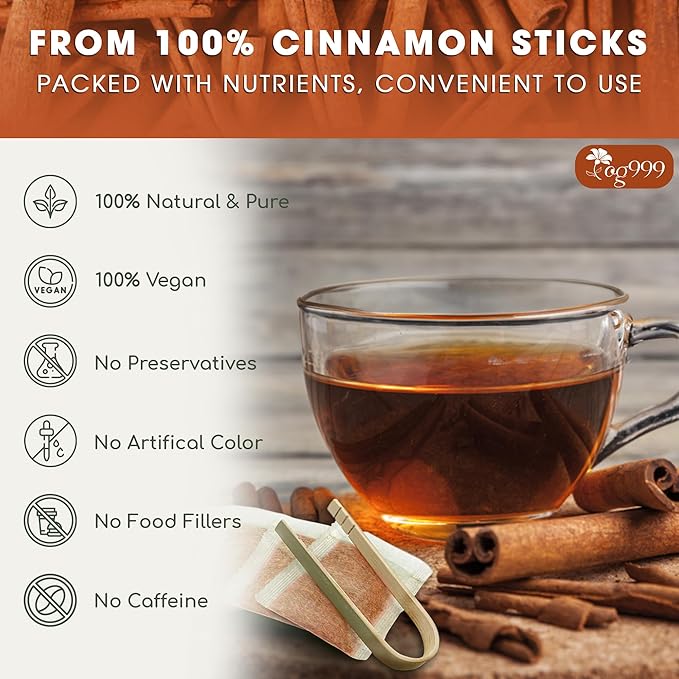 TOG999 Cinnamon Tea, 35 Tea Bags, Pure Ceylon Cinnamon, Natural & Vegan - Image 4