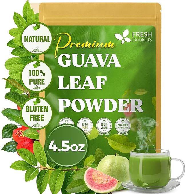 FreshDrinkUS, Premium 4.5oz Guava Leaf Powder, 100% Natural & Pure from Leaves by NaturalandPremiumHerbalTea