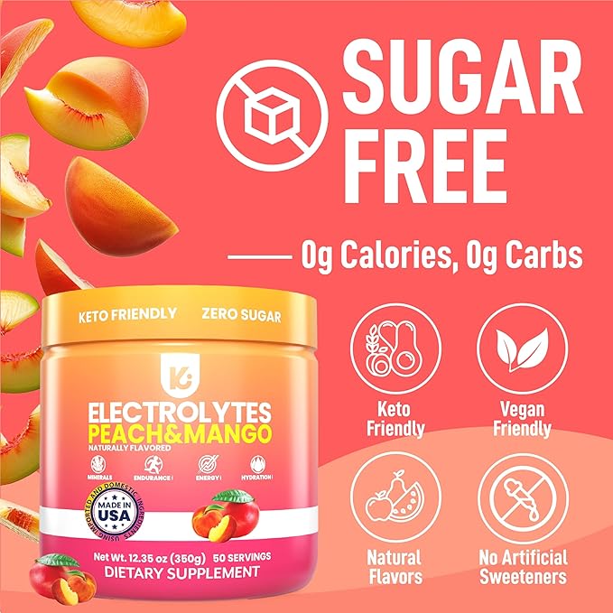 Keppi Electrolytes Powder – Peach Mango Flavor – No Sugar Hydration Supplement - Image 4