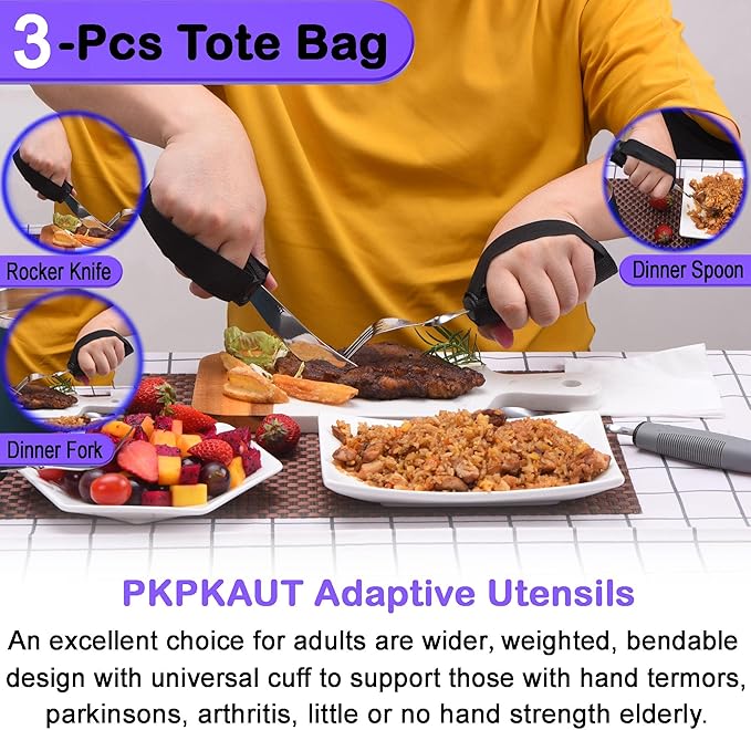 Adaptive Utensils for Parkinsons Patients Elderly, Weighted Utensils for Hand - Image 2