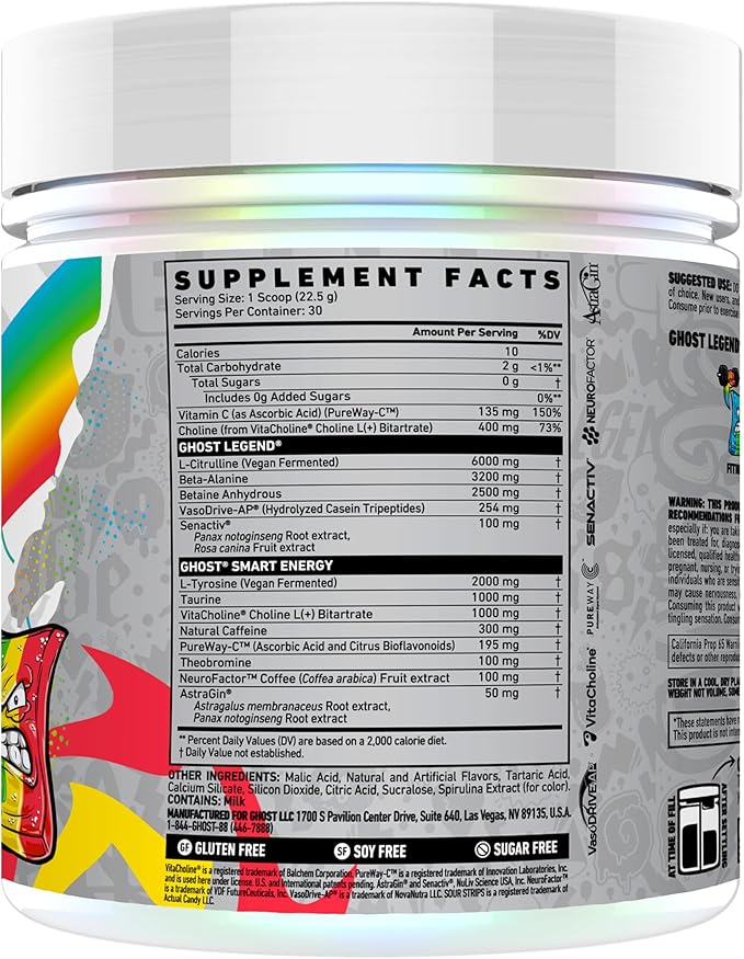 GHOST Legend Pre-Workout Powder, Sour Strips - Image 2