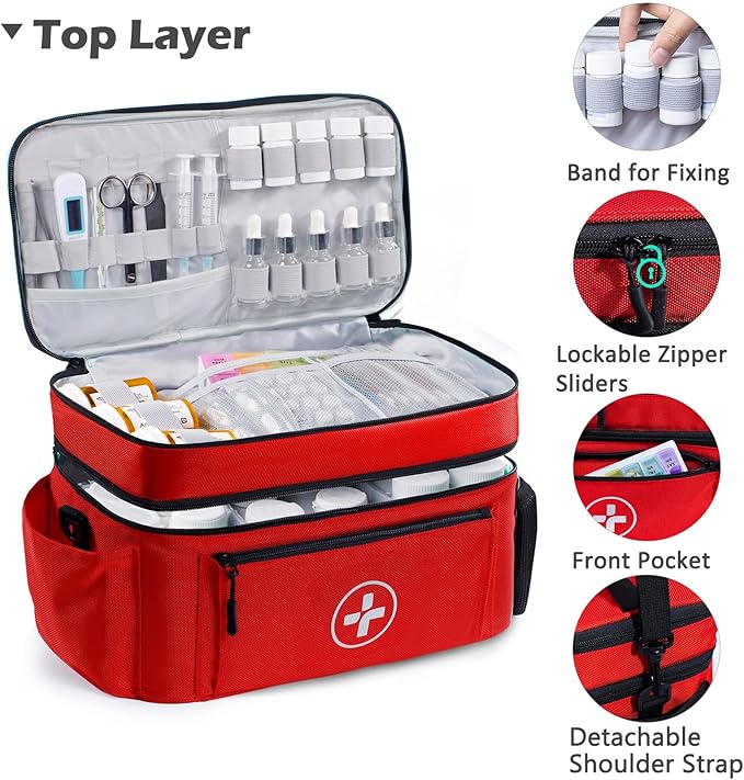 BAGSFY Travel Medicine Bag Organizer, Medical Bag Empty, Pill Bottle Organizer - Image 2