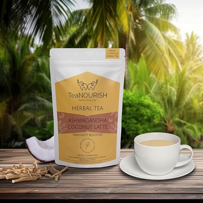 TeaNOURISH Ashwagandha Coconut Latte | CAFFEINE-FREE Herbal Tea | Indian - Image 4