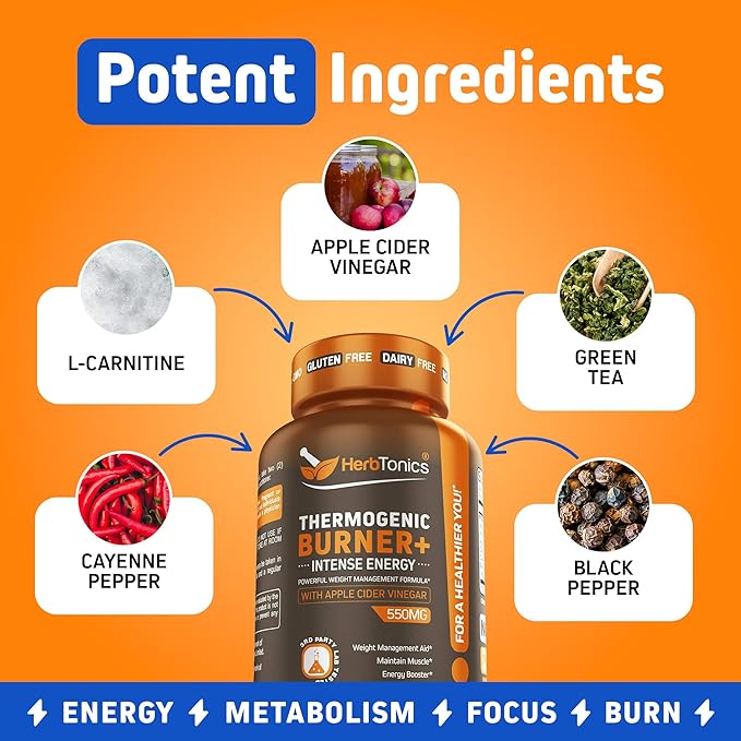 Herbtonics Thermogenic Burner + Apple Cider Vinegar – Weight Management - Image 3