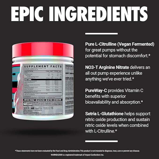 GHOST Pump Nitric Oxide Powder, Warheads Sour Watermelon - Image 5