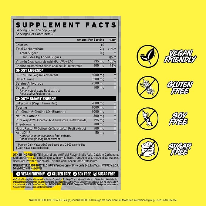 GHOST Legend Pre-Workout Powder, Swedish Fish - Image 3