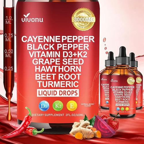 12 IN 1 Cayenne Pepper Drops Supplement, Liposomal Tech 98% Absorption by SupplementsGummiesandTea
