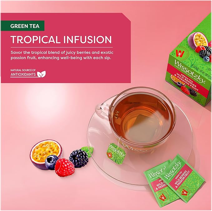 Wissotzky Wild Berries & Passion Fruit Green Tea, 20 Tea Bags | Antioxidant - Image 2