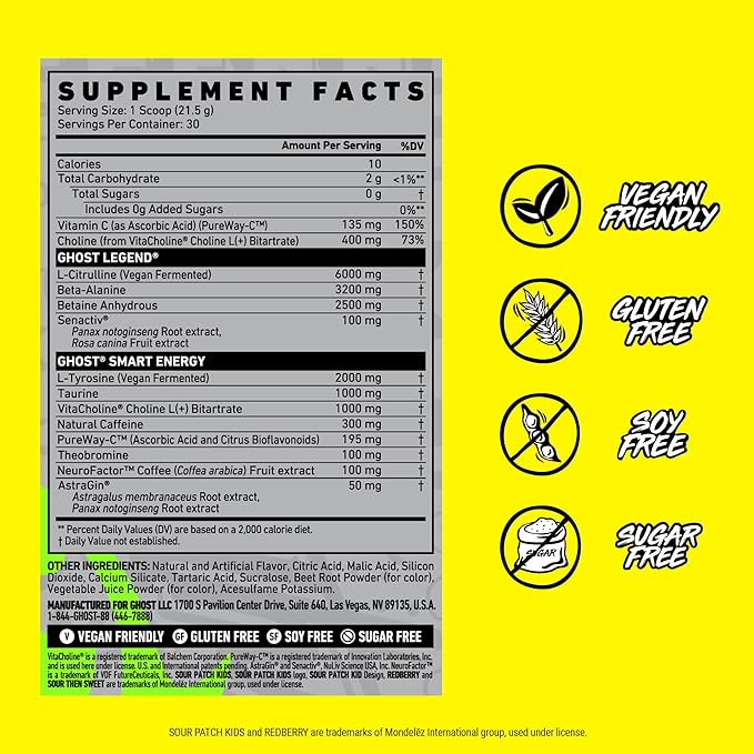 GHOST Legend Pre-Workout Powder, Sour Patch Kids Redberry - Image 3