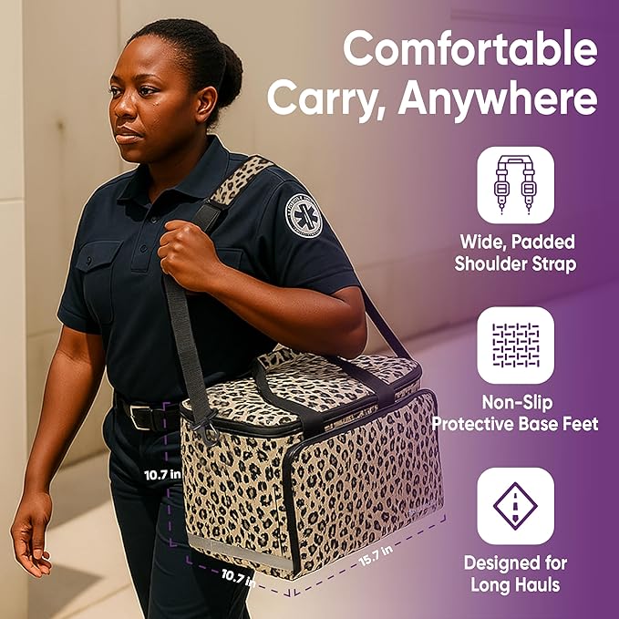 SARALEO Leopard Medical Bag Organizer Empty – Home Health Nurse Bag | Medical - Image 5