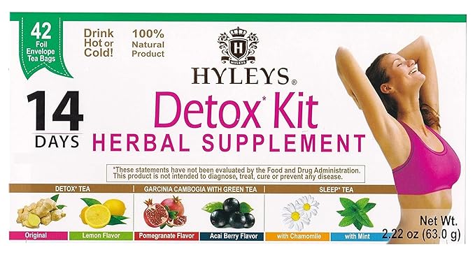 Hyleys Detox Tea 14 Day Cleanse Kit – 42 Tea Bags – Herbal Supplement by HYLEYSTEA