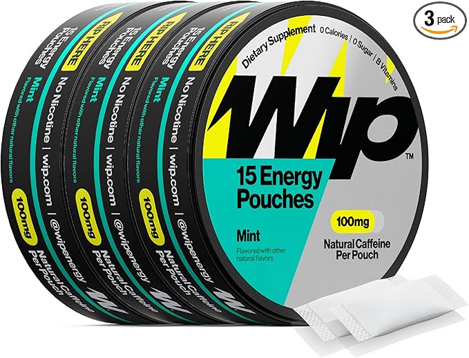 Wip Energy Pouches | 100mg Natural Caffeine | Vitamins and Minerals | Mint | 15 by Wip