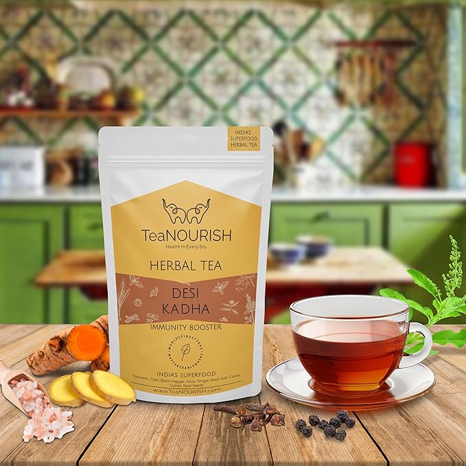 TeaNOURISH Desi Kadha | Immunity Booster Herbal Tea | Indian Superfoods Turmeric - Image 3