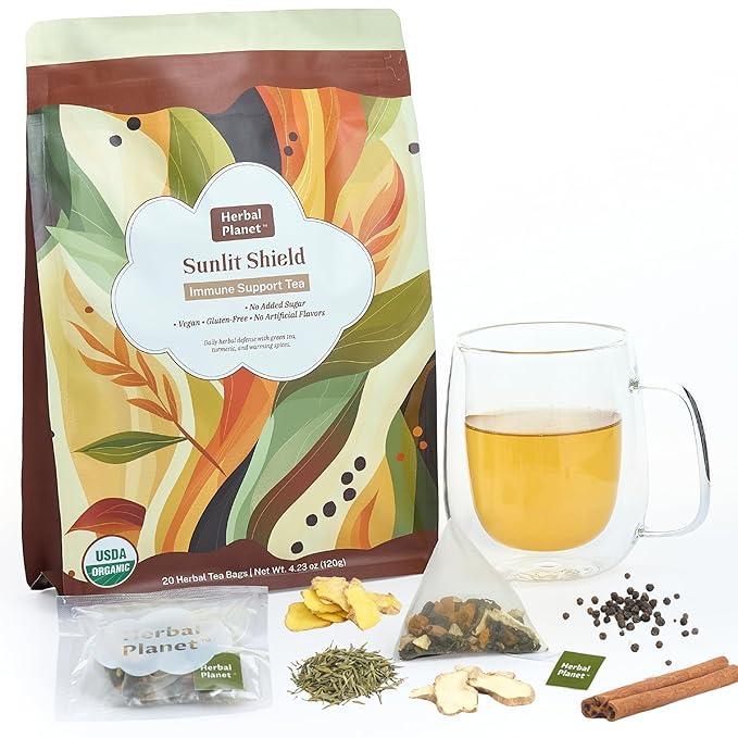 Herbal Planet Immune Support Tea – Turmeric Ginger Green Tea Blend | Natural by Unknown