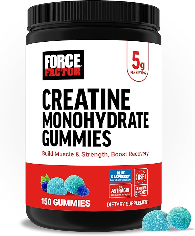 Force Factor Creatine Monohydrate Gummies, NSF Certified, 5g Dose by ForceFactor