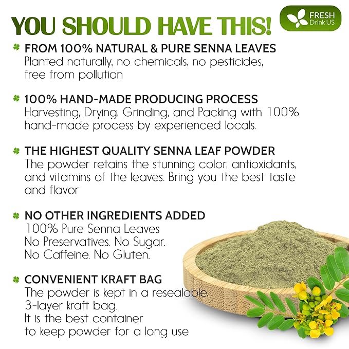 FreshDrinkUS, Premium 32oz Senna Leaf Powder, 100% Natural and Pure from Senna - Image 3