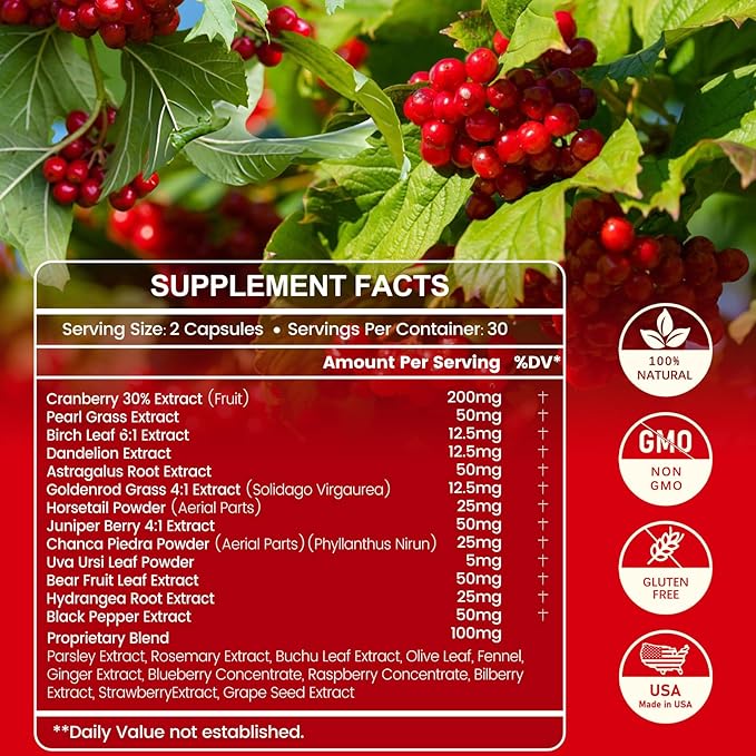 24-in-1 Kidney Support Supplement – Cranberry & Uva Ursi Capsules - Image 4