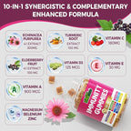 10 in 1 Immune Support Supplement Gummies, w/Echinacea, Elderberry Vitamin C - Image 3