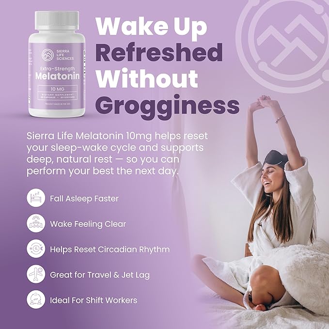 10 mg Extra Strength Dosage Melatonin in Easy-to-Swallow Capsules - Image 2