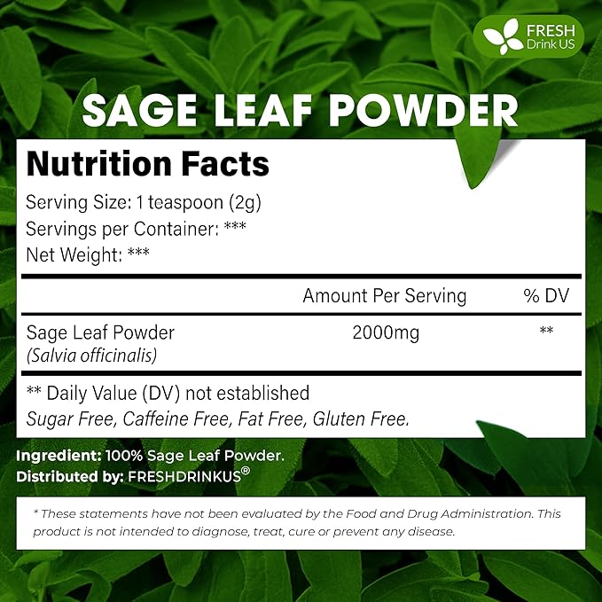 FreshDrinkUS, Sage Leaf Powder 8oz – Premium Culinary Herb, Pure Ground Sage - Image 2