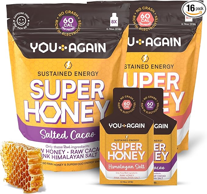 You Again Super Honey Clean Energy Gel, Variety Himalayan Salt & Salted Cacao | by YouAgain