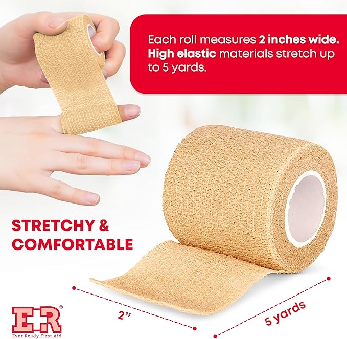 Ever Ready First Aid Self Adherent Cohesive Wrap Bandages, 2” x 5 Yards - Image 2
