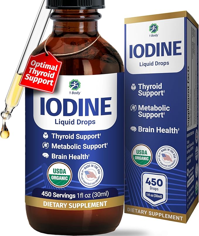 1 Body Iodine Liquid Drops – Potassium Iodide Drops – Organic Iodine Supplement by 1Body