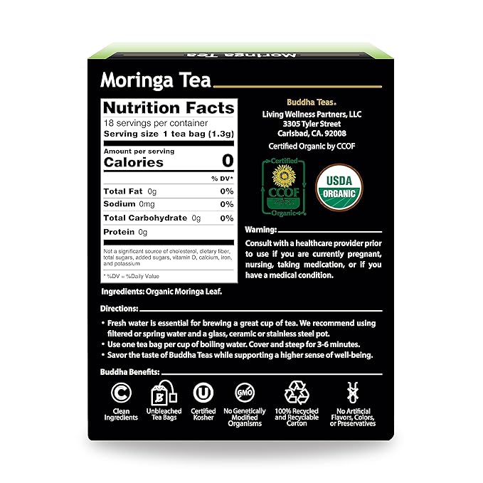 Buddha Teas - Moringa Tea - Herbal Tea - Source of Essential Vitamins & - Image 2