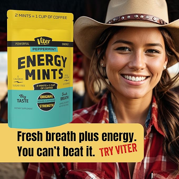 Viter Energy Caffeinated Mints 40mg Caffeine, B Vitamins, Sugar Free. - Image 4