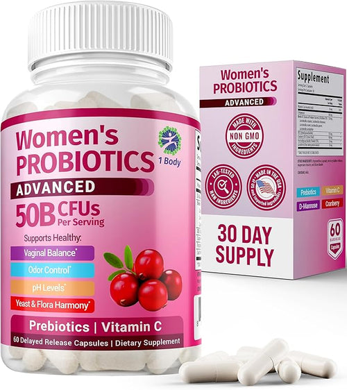 1 Body Cranberry Probiotics for Women, 50 Billion CFU, Cranberry Pills by 1Body