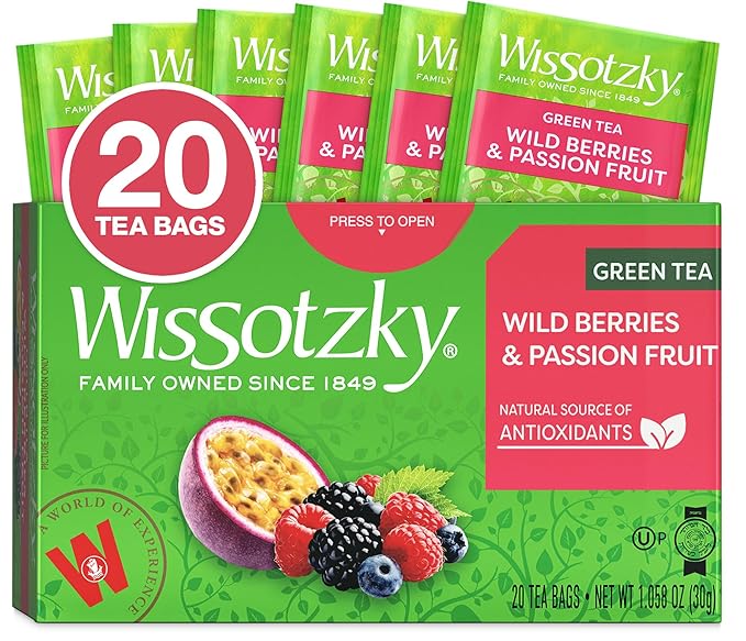 Wissotzky Wild Berries & Passion Fruit Green Tea, 20 Tea Bags | Antioxidant by WISSOTZKY