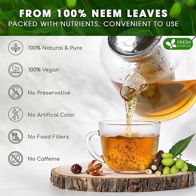 FreshDrinkUS, Premium 33 Neem Leaf Tea Bags, 100% Natural and Pure from Neem - Image 4