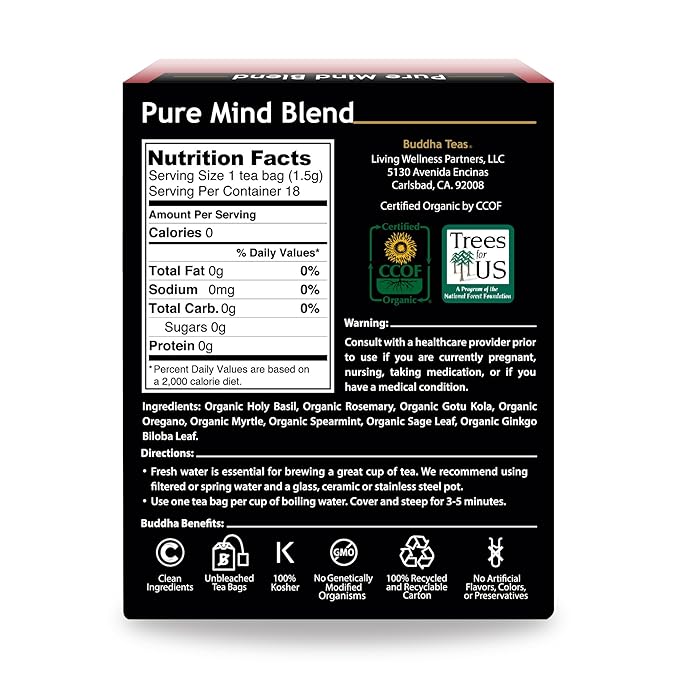 Buddha Teas - Organic Pure Mind Blend - Herbal Tea - - Image 2