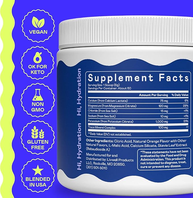 Hi-Lyte K1000 Electrolytes Powder Mix Orange Keto & Performance, 50 Servings - Image 4