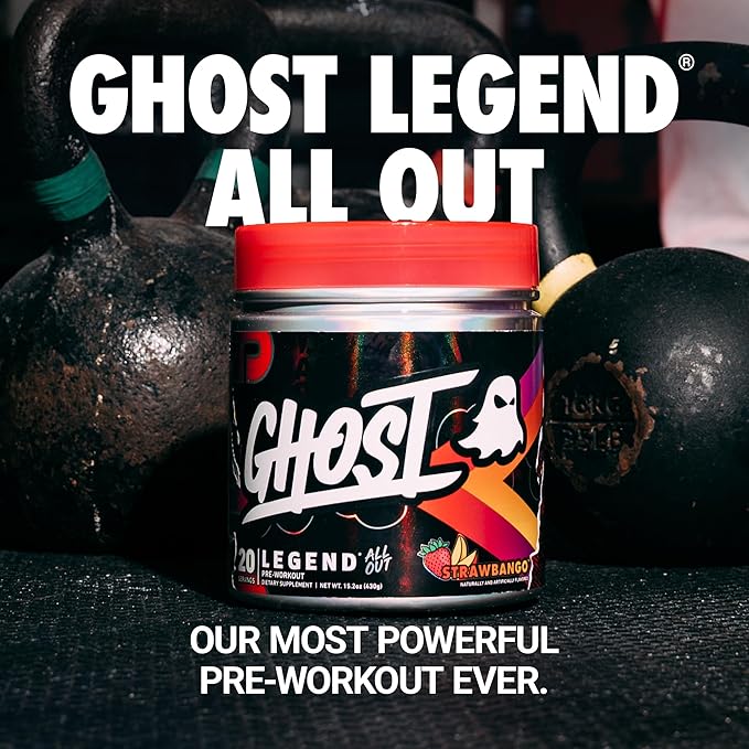 GHOST Legend All Out Pre-Workout Powder, Strawbango - Image 2