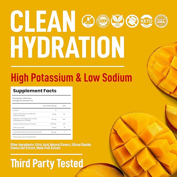 Keppi Electrolytes Powder Packets – Mango Flavor 30 Servings – No Sugar - Image 3