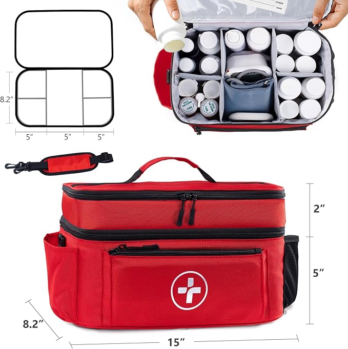 BAGSFY Travel Medicine Bag Organizer, Medical Bag Empty, Pill Bottle Organizer - Image 4