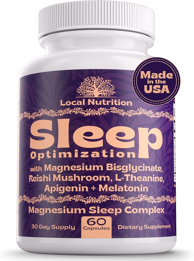 Natural Sleep Aid with Magnesium Glycinate, Reishi Mushroom Extract, L-Theanine by LocalNutrition