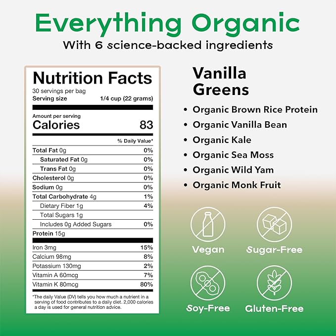 Organic & Vegan Protein Powder for Women Vanilla Greens – Delicious Protein - Image 4
