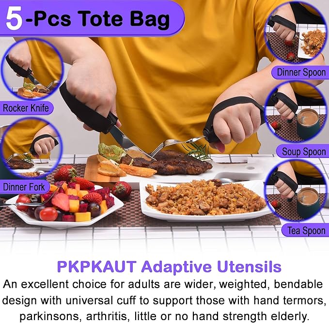 Adaptive Utensils for Parkinsons Patients Elderly, Weighted Utensils for Hand - Image 2