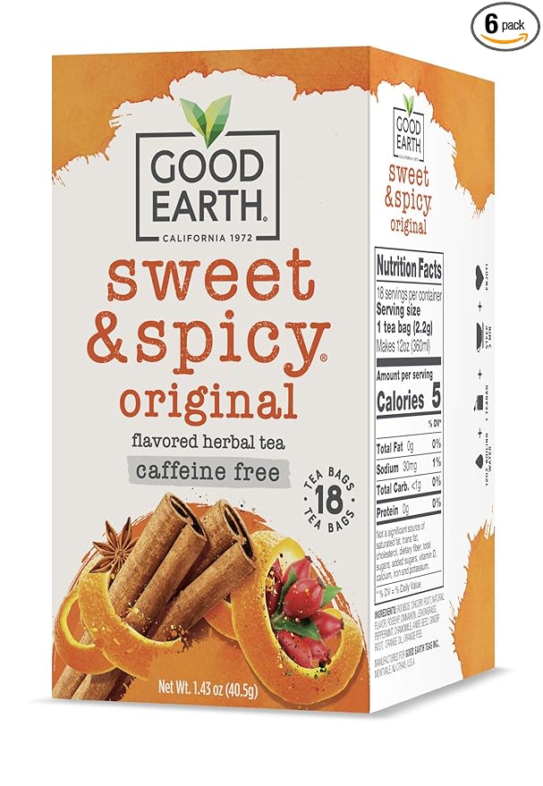 Good Earth Herbal Tea, Sweet & Spicy, Caffeine Free, Packaging May Vary by GoodEarth