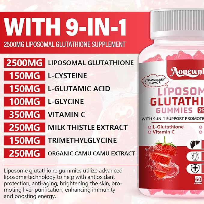 1 Pack 2500MG Liposomal Glutathione Gummies Supplement - Image 3