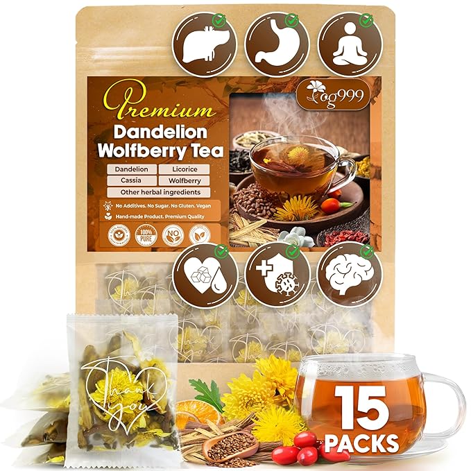 TOG999, Organic Dandelion Wolfberry Tea, 9 Herbal Ingredients, Traditional by TOG999TeaOrganicGarden