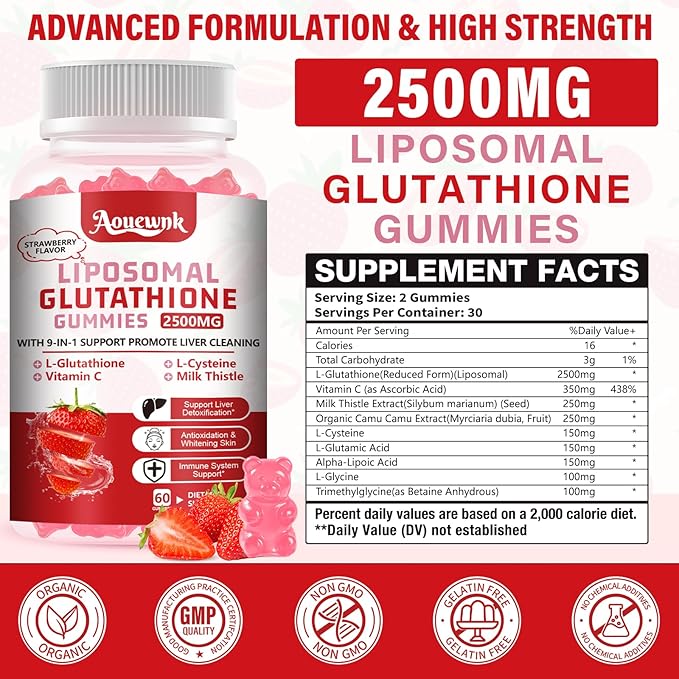 1 Pack 2500MG Liposomal Glutathione Gummies Supplement - Image 2